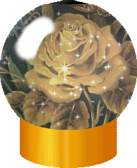 snowglobe with golden rose inside, shirley barber